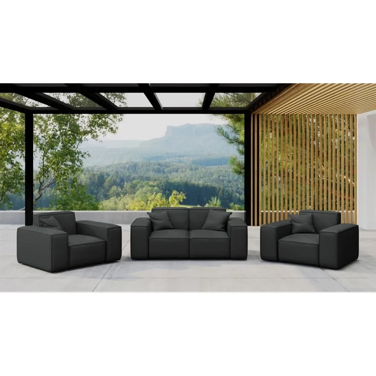 Gartenmöbel-Set SUMMER 2-1-1 wetterfester Stoff NXL Schwarz