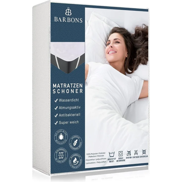 BARBONS Matratzenschoner 180x200 - Oeko-TEX Zertifiziert wasserdichte Matratzenauflage Inkontinenzunterlage waschbar Nässeschutz Atmungsaktiv (Poly. 180x200 cm) – Bild 1