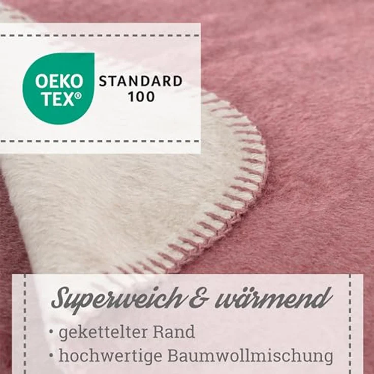 Wohndecke Moon Kuscheldecke Doubleface Baumwollmix ca 220x240 cm gekettelter Rand, MOON Heimtextilien, Kuscheldecke – Bild 3