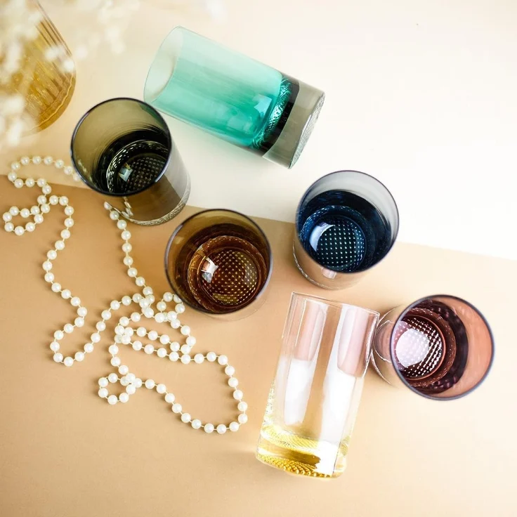 6 Bunte Longdrinkgläser 300ml Wassergläser Saftgläser Cocktailgläser Trinkgläser – Bild 4
