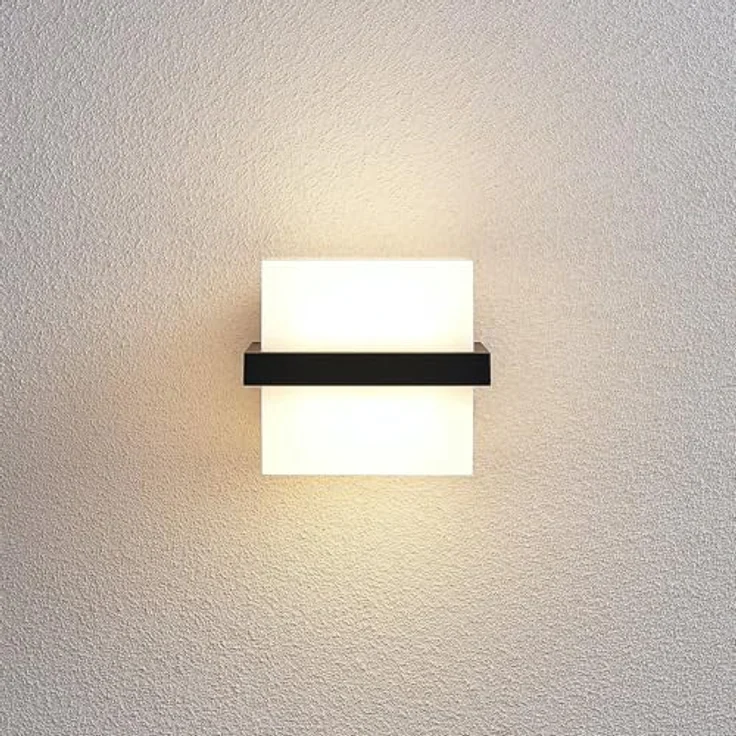 Lindby LED Wandleuchte Auron, spritzwassergeschützt, schwarz, 2-flammig für Außenwand/Hauswand – Bild 5