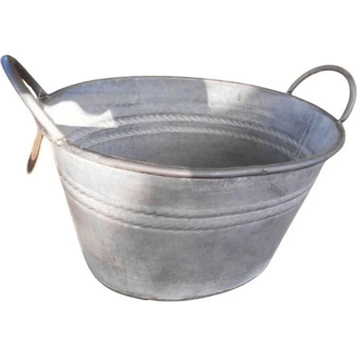 Deko-Impression Pflanzkübel Zinkwanne Pflanztopf Zinkbottich Blumentopf 33 x 25 cm Grau (1 St) – Bild 3