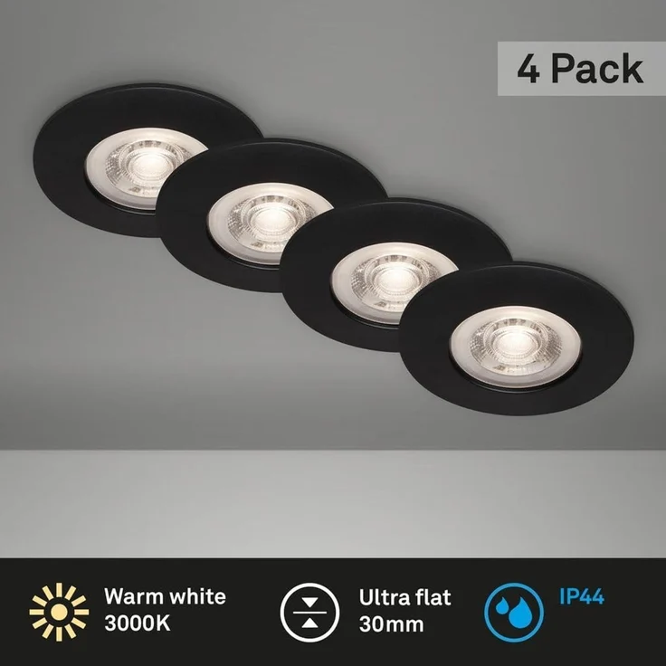 Briloner LED-Einbauleuchten Kulana 4er Set Mini 4,9W 480lm schwarz-matt – Bild 2