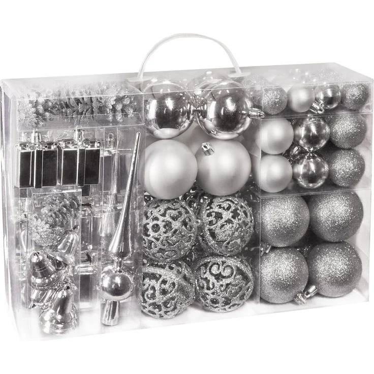 BRUBAKER Weihnachtsbaumkugel 101-teiliges Weihnachtskugel-Set mit Baumspitze, Christbaumschmuck aus Kunststoff, Weihnachtsdekoration edel und robust