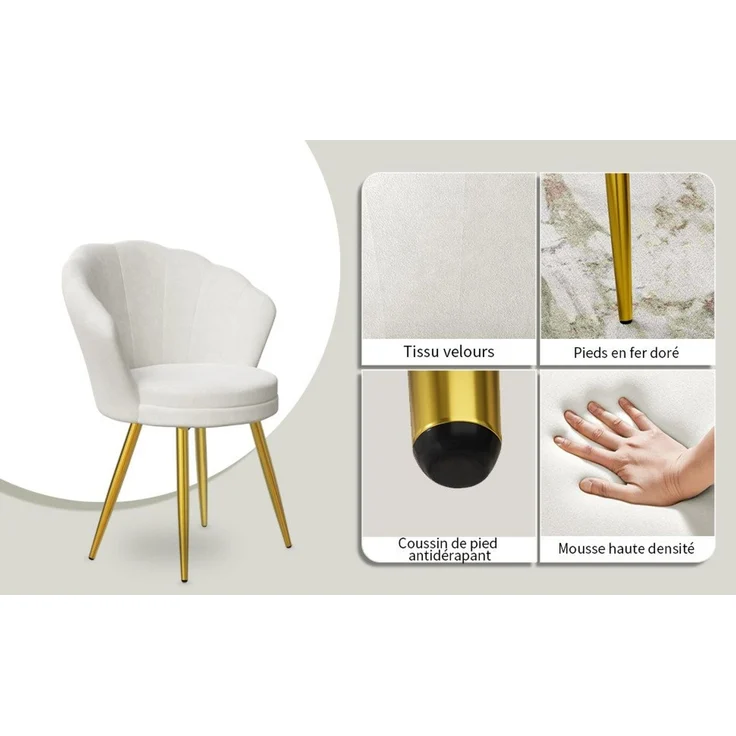 JEOBEST Esszimmerstuhl Loungesessel für Wohnzimmer, Gepolsterter Sitz, Metallbeine, (1 St), Belastung 150 kg, für Wohnzimmer, Schlafzimmer – Bild 2