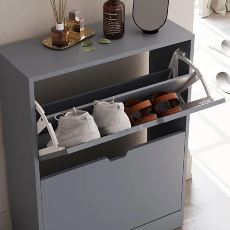 Vida Designs Schuhschrank, Grau, 80H x 60W x 24D – Bild 5