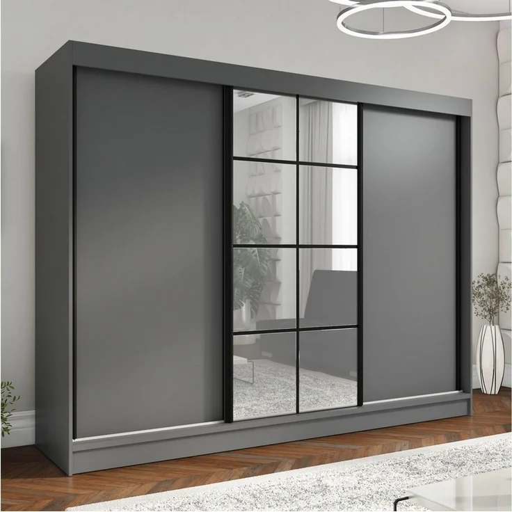 A&J MöbelLand GmbH Schiebetürenschrank ORAVELLE 3-türiger Kleiderschrank mit Spiegel (TOP ANGEBOT! Geräumiger Schrank mit einer Breite von 200 cm ideal zur Aufbewahrung von Kleidung und Accessoires. Wählen Sie das ideale Modell für Ihr Schlafzimmer!, T... – Bild 2