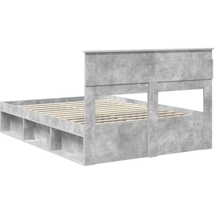 vidaXL Bettrahmen mit Kopfteil Beton 160 x 200 cm Massives Kiefernholz 3409738 – Bild 4