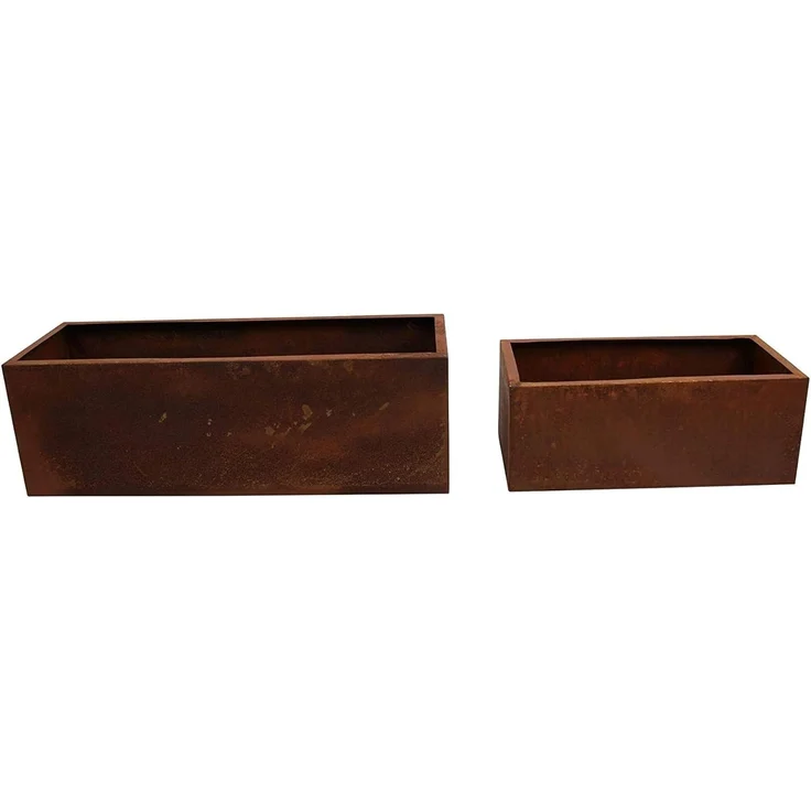 Dekoleidenschaft Blumenkasten aus Metall in Rost Optik, Blumenkasten, Pflanzkübel, Pflanzcontainer (2 St, im Set), aus Metall in Rost Optik, Pflanzkasten eckig, Pflanzkübel, Hochbeet – Bild 3