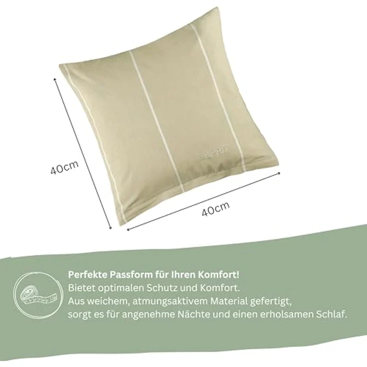 Esprit Bettwäsche HARPLINES Renforcé Kissenbezüge und Bettwäsche, Baumwolle, 2 teilig, 40 x 40 cm 2er Pack in Beige – Bild 8