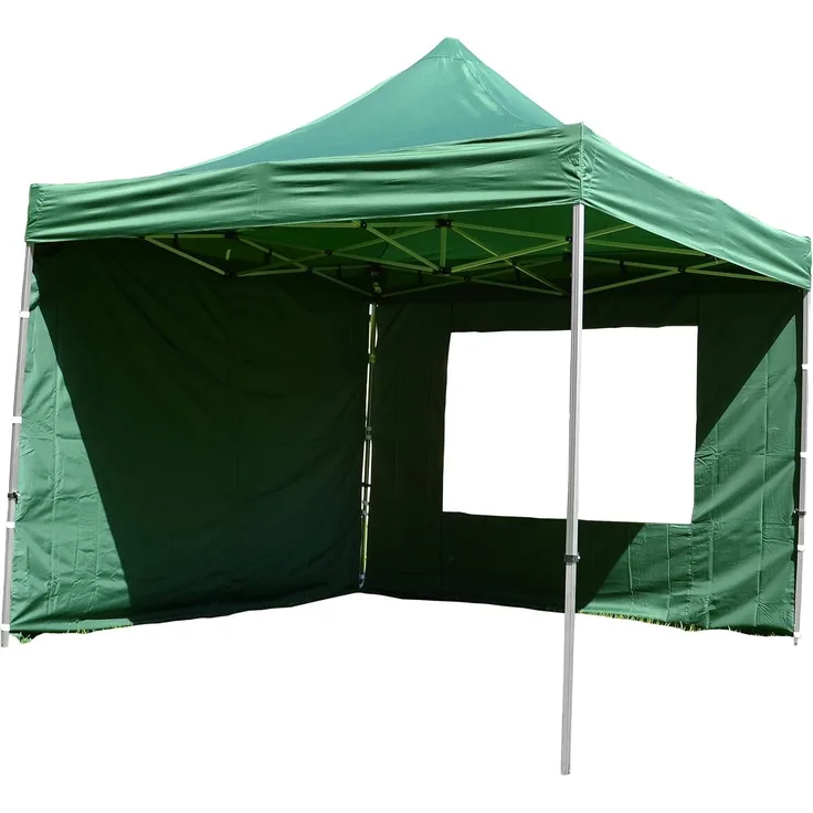 Nexos SM936152_SL01 Profi Faltpavillon Partyzelt Pavillon 3x3 m mit 4 Seitenteilen - hochwertige Ausführung - wasserdichtes Dach 270 g m² plus Tragetasche - Farbe: grün, Polyester Faltpavillon