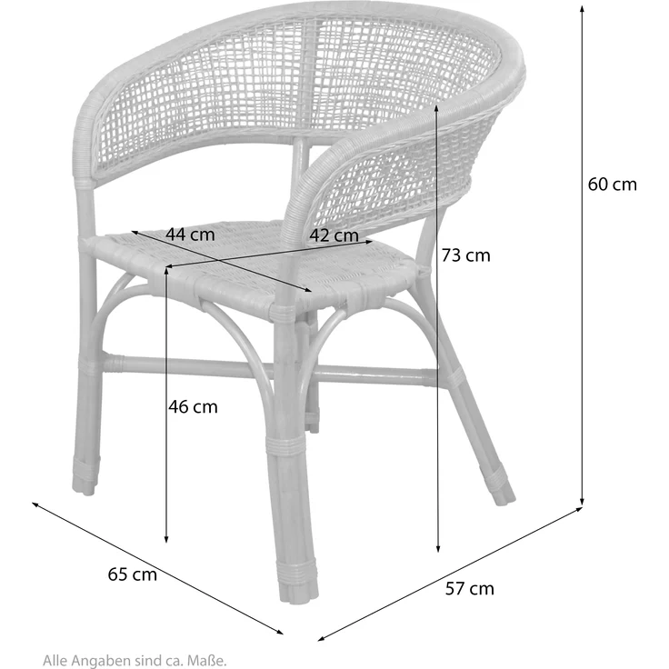 Schöner Rattansessel, Rattanstuhl handgeflochten, weiß, inklusive Sitzkissen – Bild 3