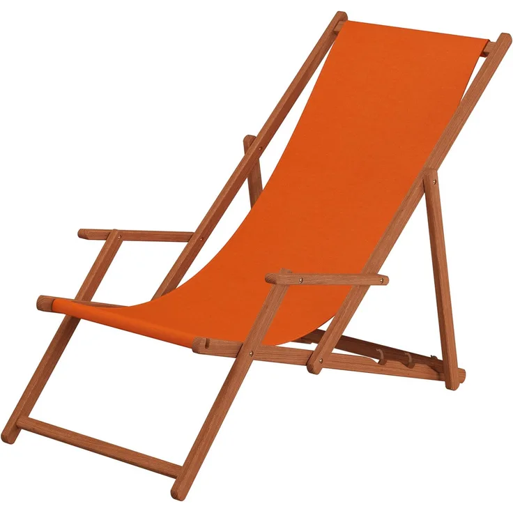 Strandstuhl terracotta Gartenstuhl Sonnenliege Deckchair Buche dunkel Kissen klappbar 10-309 KD