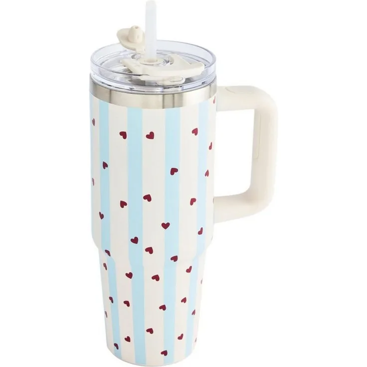 Next Trinkflasche 900 ml Edelstahl-Wasserflasche mit Streifen,- Love