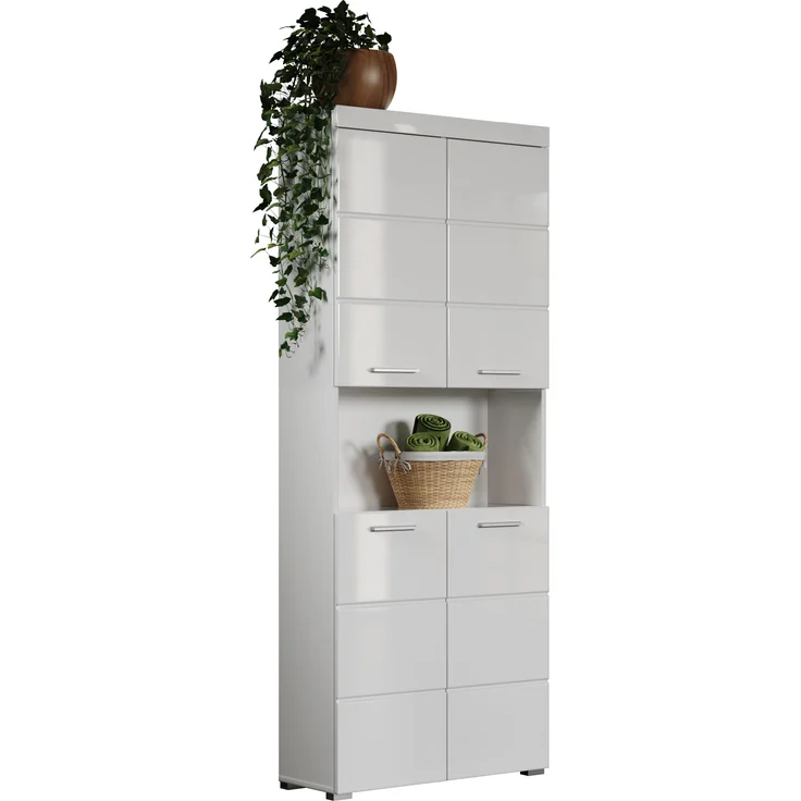 Trendteam 'Amanda' Hochschrank, Holz, Weiß Hochglanz, 190 x 31 x 73 cm – Bild 2