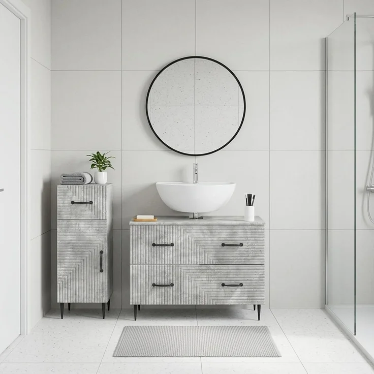 vidaXL 2-teiliges Badezimmer Schrank Set HAARLEM Betongrau 3417696 – Bild 1