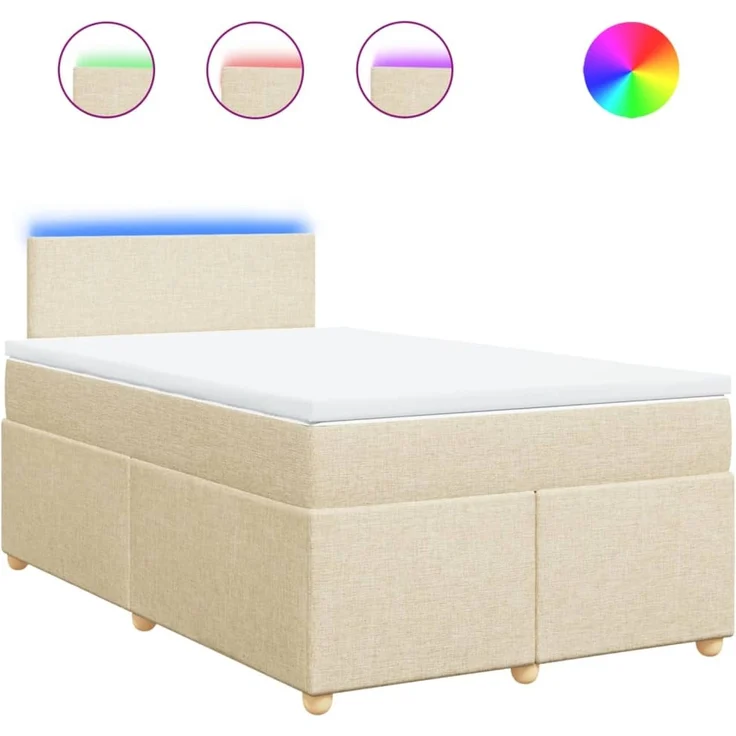 vidaXL Boxspringbett mit Matratze Creme 120x200 cm Stoff 3288945 – Bild 2