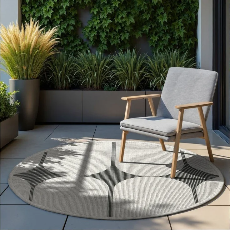 HANSE Home Outdoorteppich Bowen Wendeteppich, rund, Höhe: 5 mm, In und Outdoor, Flachgewebe, wetterfest, pflegeleicht, robust – Bild 5