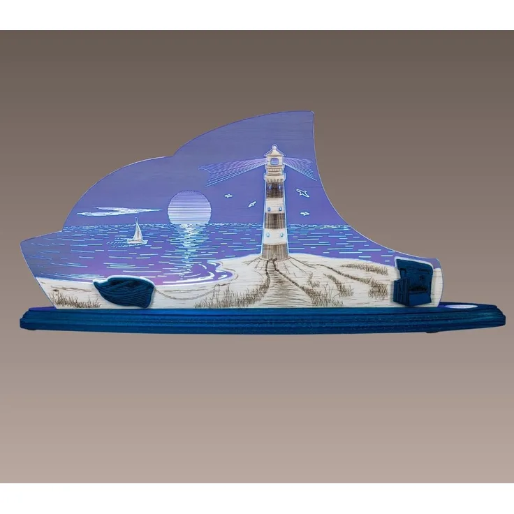 Weigla LED Dekolicht Maritim, Holz & Acrylglas, BLAU-WEIẞ, Made in Germany, LED wechselbar, Neutralweiß, Erzgebirge garantiert, maritime Deko Innen, Dekolampe