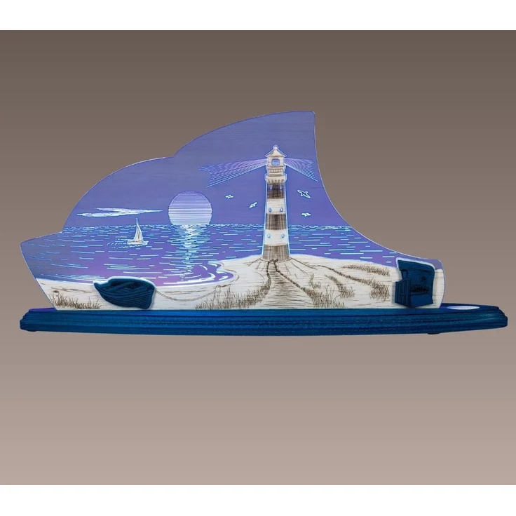 Weigla LED Dekolicht Maritim, Holz & Acrylglas, BLAU-WEIẞ, Made in Germany, LED wechselbar, Neutralweiß, Erzgebirge garantiert, maritime Deko Innen, Dekolampe – Bild 1