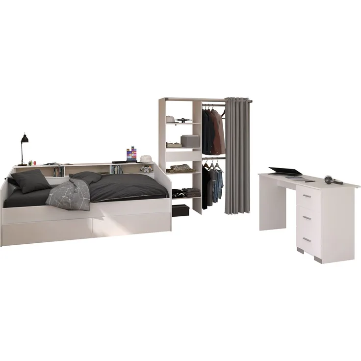 Kinderzimmer Set Parisot Sleep 3-tlg. Holzdekor Weiß/Eiche