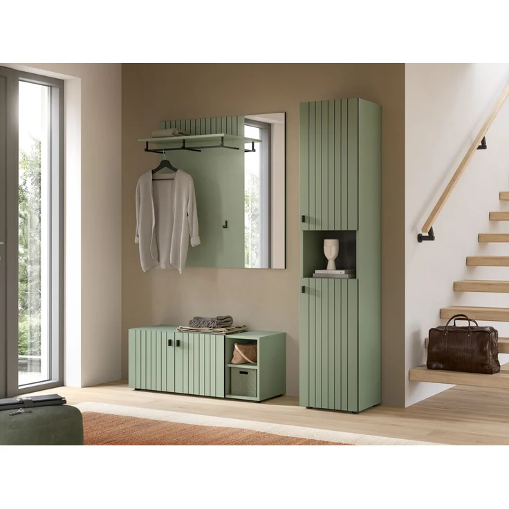 Garderobenkombination (B/H/T: 161x192x37 cm) in Smoke Green Nachbildung – Bild 5