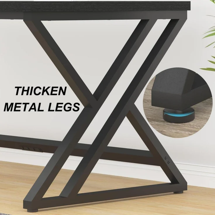 Schreibtisch Computertisch Homeoffice Gaming PC Holz Metall Schwarz – Bild 7