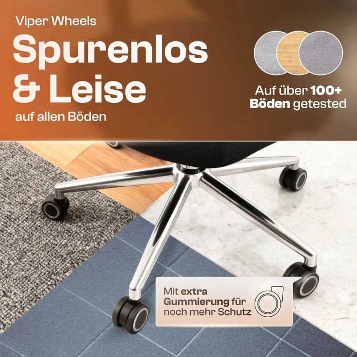 LUTIVO Alpha, ergonomischer Bürostuhl, Rückenlehne mit Mesh Bezug, 3D-Armlehnen, 3D-Kopfstütze, FluxWheels, Schwarz – Bild 6