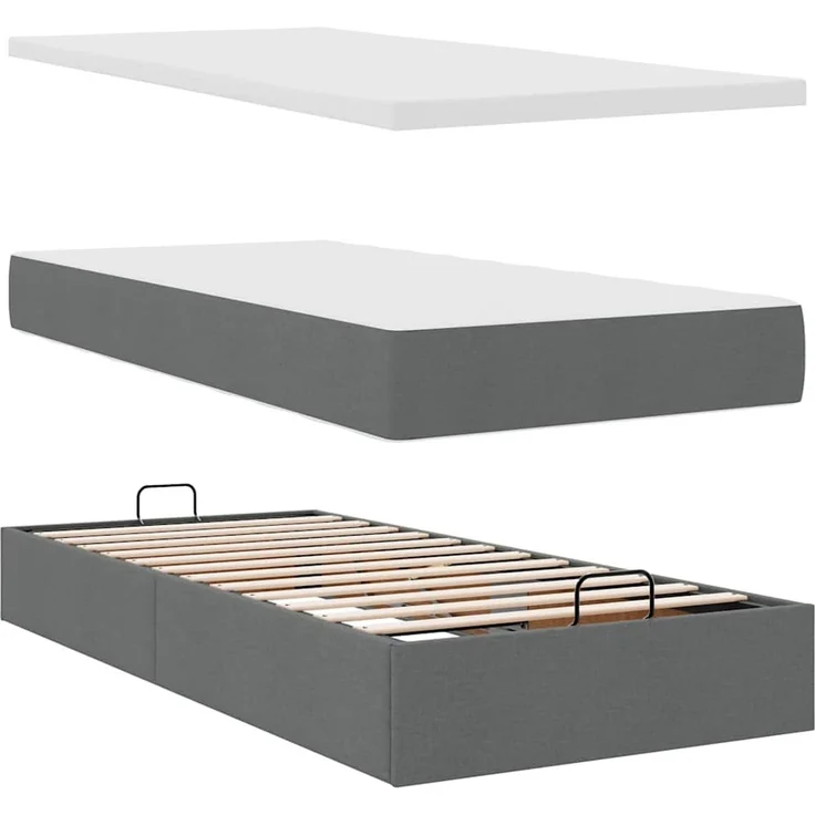 vidaXL Ottoman-Bett mit Matratze Dunkelgrau 90x200 cm Stoff 3311512 – Bild 6
