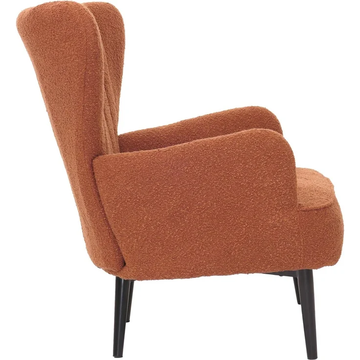 Lounge-Sessel HWC-K37, Cocktail-/Ohrensessel Polsterstuhl Retro Vintage Stoff Bouclé (600g/m²) ~ terrakotta – Bild 6