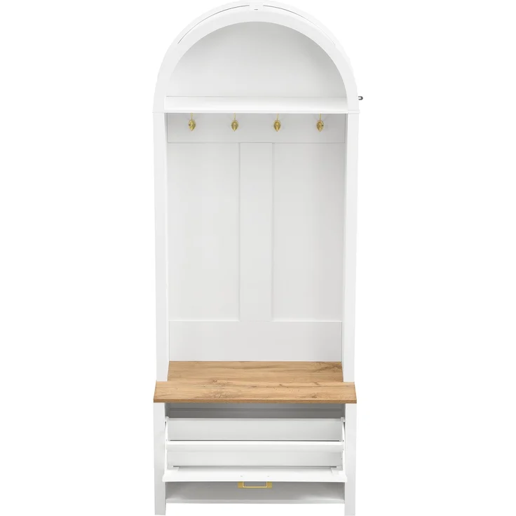 Multifunktionaler Garderobenschrank mit Schuhregal, Ablage & Haken – Hall Tree für Eingangsbereich, langlebiger MDF Korpus, modernes Design, stabile Eisenfüße, praktische Aufbewahrung – Bild 9