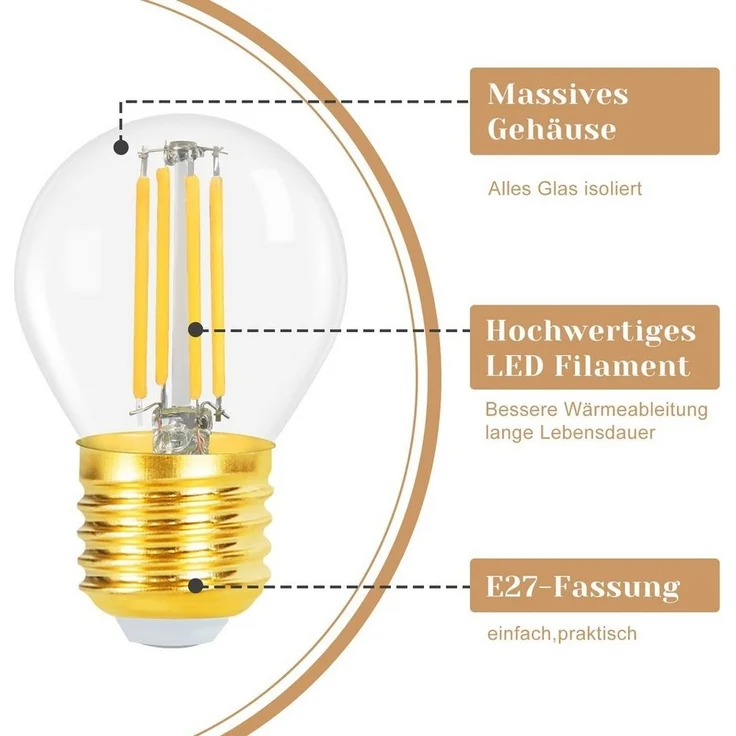 Nettlife LED-Leuchtmittel E27 6 stück Vintage Edison Glühlampe, E27, 6 St, Warmweiß, Hauses Restaurants Wohnzimmers Cafés – Bild 2