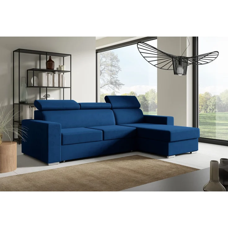 Ecksofa in L-Form NELA, L-förmige Eckcouch mit Schlaffunktion, ausziehbares Sofa, 1 Bettzeugbehälter, verstellbare Kopfstützen, (Kronos 09), 96x170 cm – Bild 2