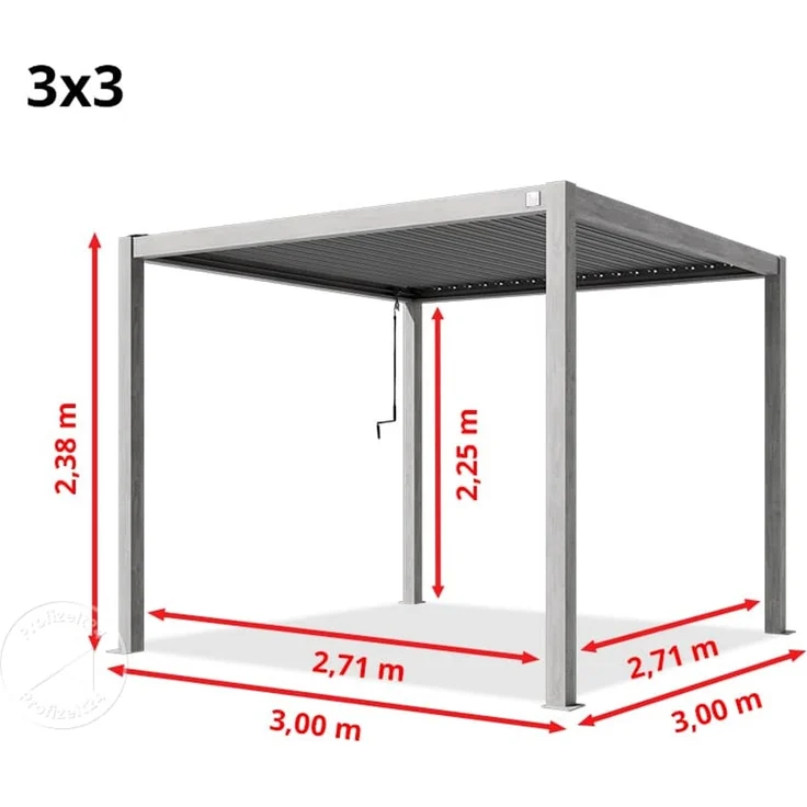 PRIMEYARD Pergola, Aluminium / Stahl braun, 3x3 m – Bild 10