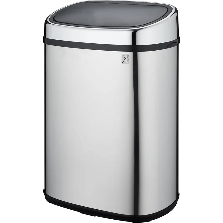 Kitchen Move Bat-48Ls09-B Ss One-Touch Halbautomatisch-Abfalleimer Küche Form Quadratisch Edelstahl Chrom 50 L