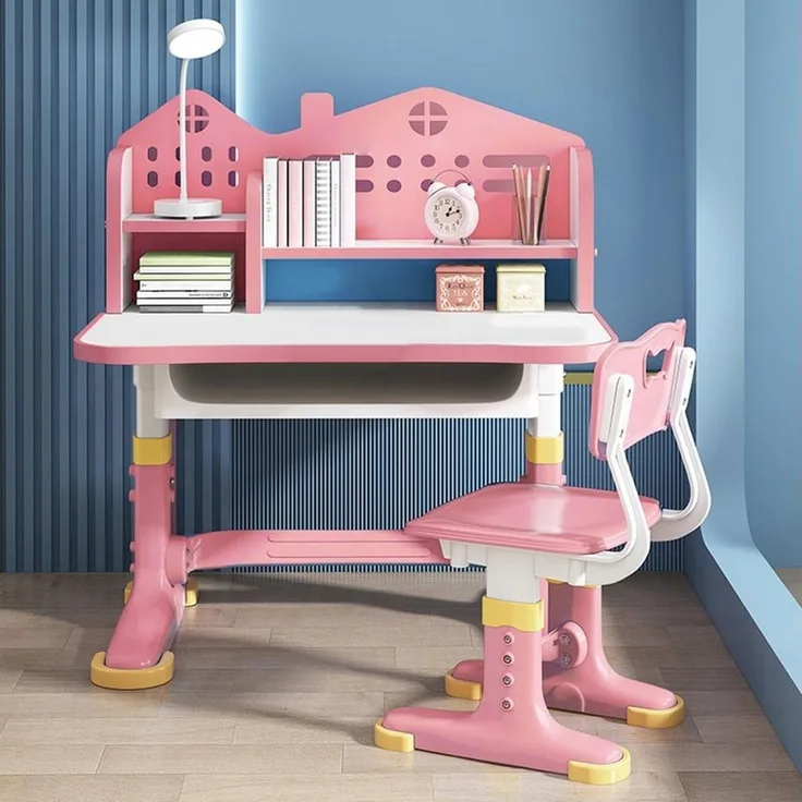 Rutaqian Kinderschreibtisch Schreibtische Kinder, Höheverstellbar Kinderschreibtisch mit Stuhl Set (Kinder-Schreibtisch- und Stuhl-Set, 1-St, 1 x Kinder-Studientisch 1 x Kinder-Studienstuhl), Ergonomischer Kinderschreibtischstuhl mit Bücherständer,bis ...