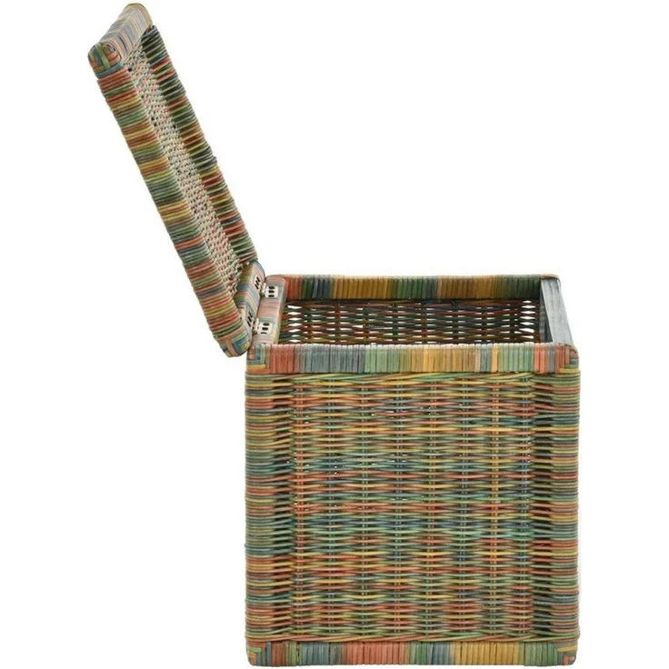 Krines Home Aufbewahrungskorb Hoher Korb mit Deckel Rattan geflochten Regalkorb Aufbewahrungsbox – Bild 2