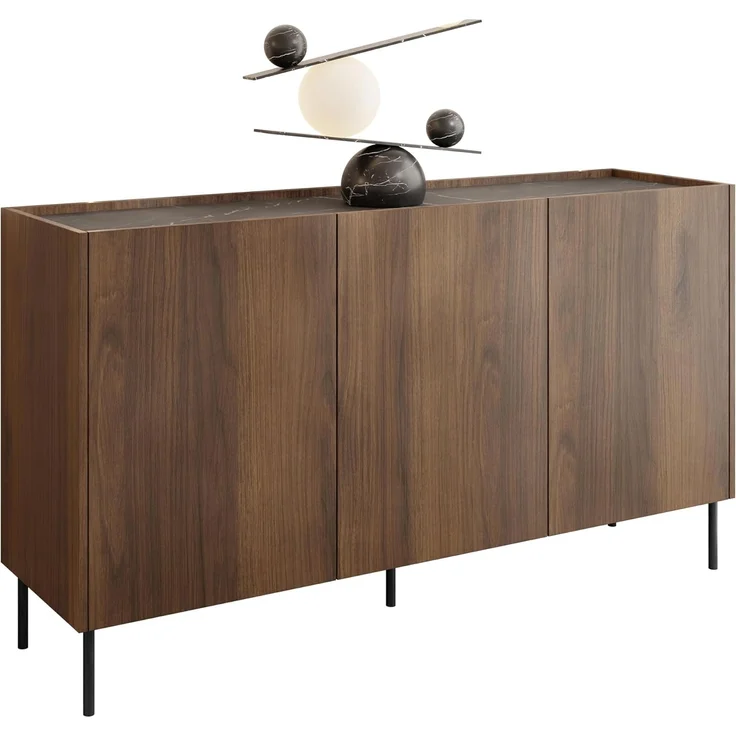 Kommode Tewos K144 (Farbe: Nuss Warmia / Nuss Warmia + Marmor Schwarz) – Bild 1