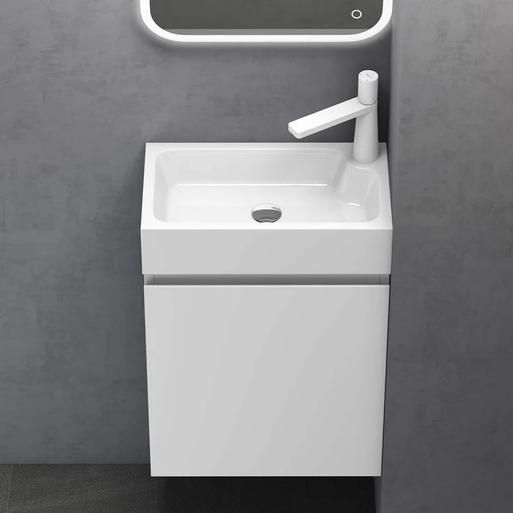 doporro Badmöbel-Set mit Waschbecken Waschtischunterschrank Wandmontage SoftClose Pisa02 – Bild 4