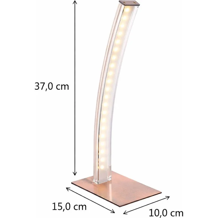 LED Tischleuchte, gebogen, kupferfarben, H 37 cm – Bild 5