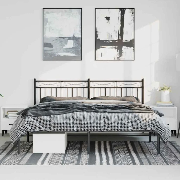 Doppelbett, Bettgestell Modernen mit Kopfteil Metall Schwarz 193x203 cm d621e – Bild 3