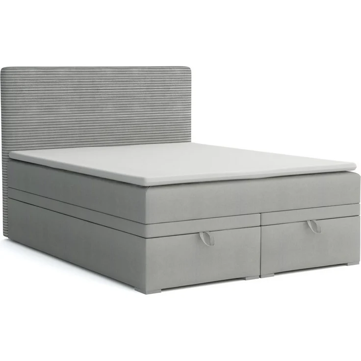 Deine Möbel 24 Boxspringbett DARO Boxbett Polsterbett Komplettbett Bett mit einer Matratze H4 (Taschenfederkernmatratzen 7 Zonen H4 Grau Hellgrau Schwarz Anthrazit Beige Samt Velour, 2-St, in Velour und Cord - Stoff), inkl Topper, Bettkasten 120x200 14... – Bild 1