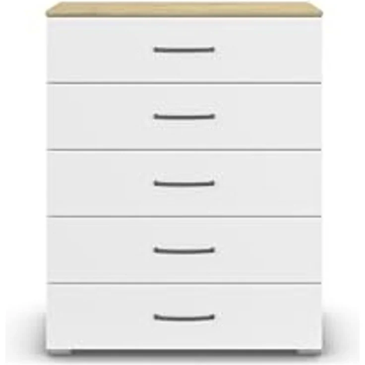 rauch Aditio Box, Kommode, 5 Schubladen, mit Softclose-Funktion, Farbe Weiß/Eiche Artisan, BxHxT 80x100x43cm – Bild 6
