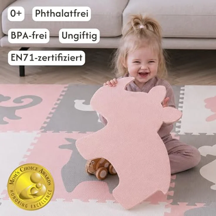 Hakuna Matte große Puzzlematte für Babys 1,8x1,8 m – 9 XXL Platten 60x60 cm mit Tieren – 20% dickere Spielmatte in Einer umweltfreundlichen Verpackung – schadstofffreie, geruchlose Krabbelmatte – Bild 6