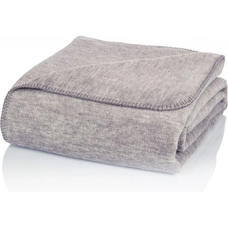 Wolldecke U1GM Kuscheldecke Baumwolle, Grau-Meliert, 130x170cm Sofadecke weich, Glart