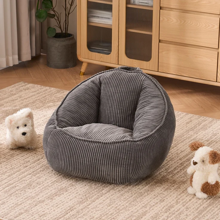 Sitzsack H 51 x T 69 x B 72 cm aus Corduroy in Grau – Bild 1