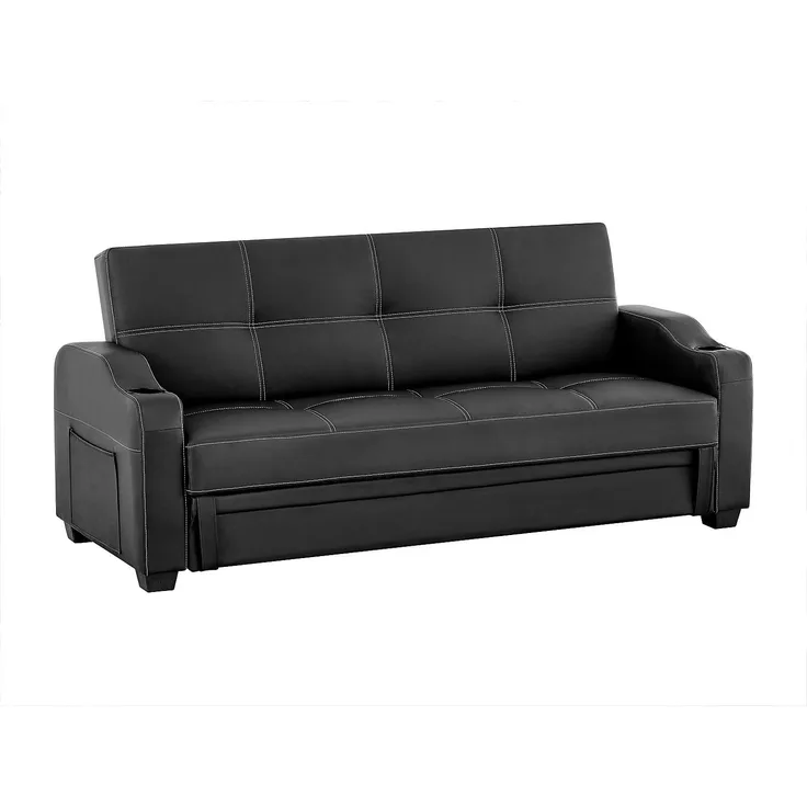 Schlafsofa Klappsofa MIRELLA - Kunstleder - Schwarz