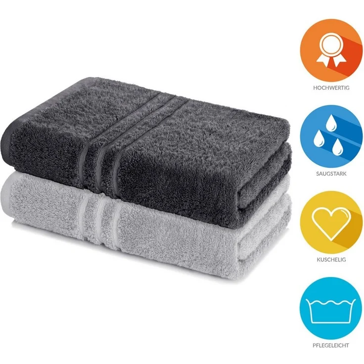 Lavea Badetuch Elena 2er Set Badetücher 100x150 cm, Duschtuch, 500 g/m² Frottier, weich & saugstark, pflegeleicht – Bild 2