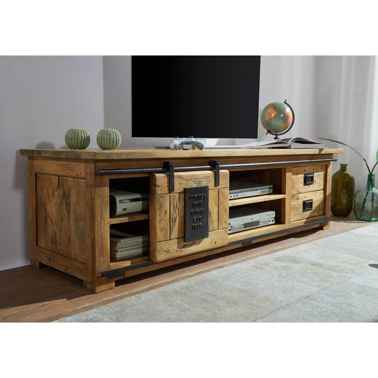 TV-Board Mango 180x55x50 natur lackiert RAILWAY #145 – Bild 4
