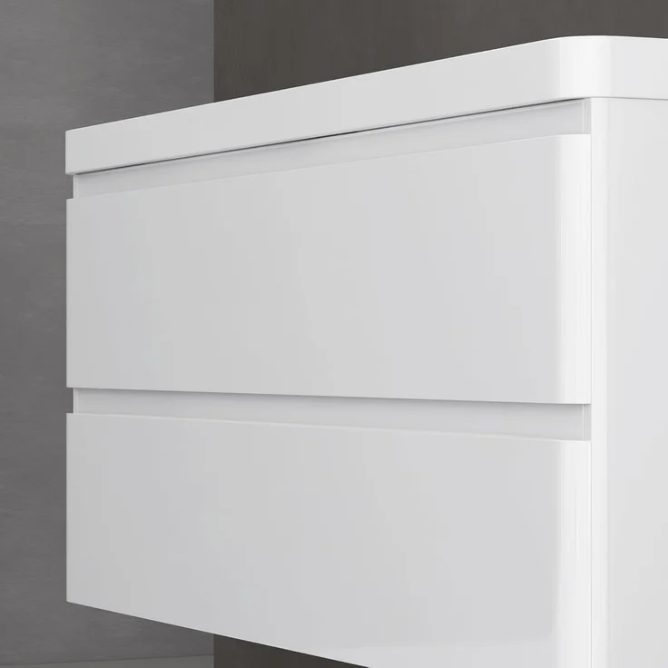 doporro Badmöbel-Set Mineraguss Waschbeckenunterschrank Badezimmer Soft-Close Lucca, Softclose-Funktion – Bild 6